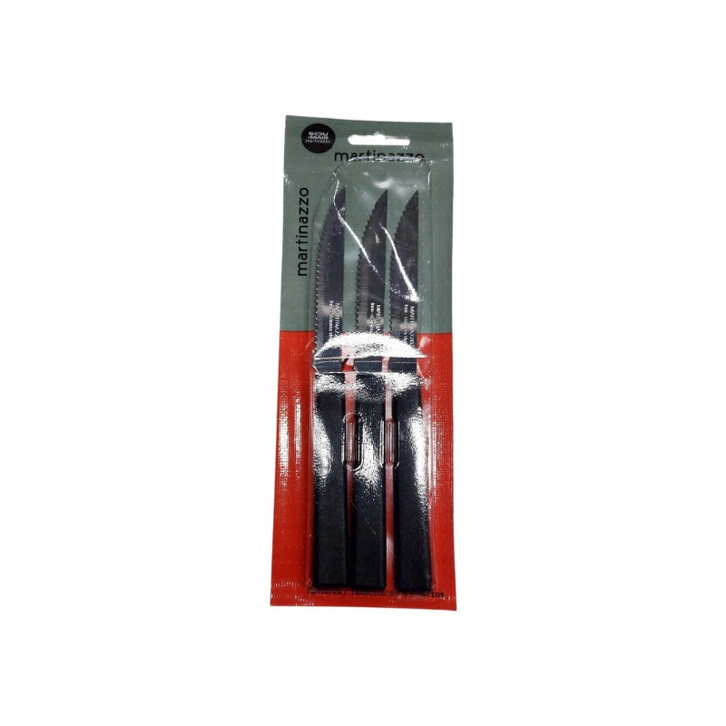 JOGO FACA CHURRASCO 3PCS CB PLASTICO PRETO - OPA - CARTELA MARTINAZZO REF.65335/5