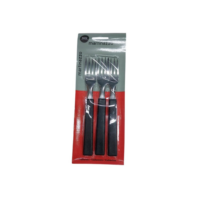 JOGO GARFO MESA 3PCS CB PLASTICO PRETO - OPA - CARTELA MARTINAZZO REF. 65310/5