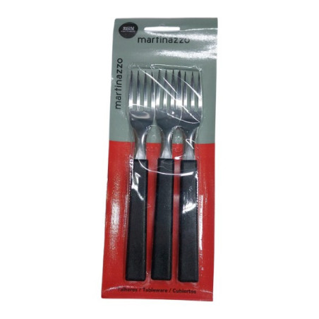 JOGO GARFO MESA 3PCS CB PLASTICO PRETO - OPA - CARTELA MARTINAZZO REF. 65310/5