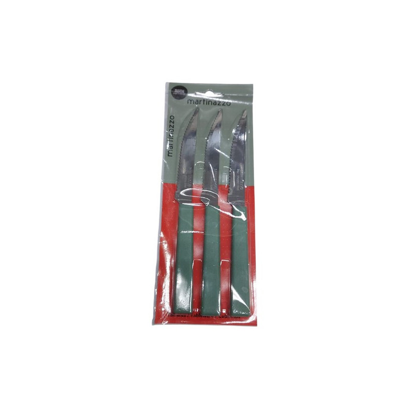 JOGO FACA CHURRASCO 3PCS CB PLASTICO SALVIA - OPA - CARTELA MARTINAZZO REF. 65335/40