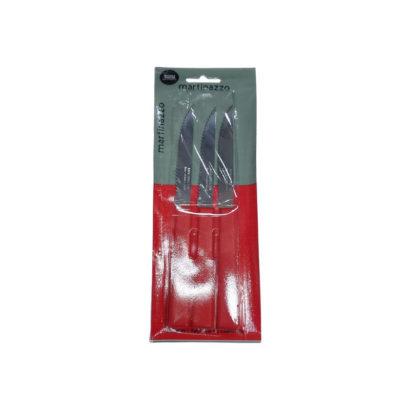 JOGO FACA CHURRASCO 3PCS CB PLASTICO VERMELHO - OPA - CARTELA MARTINAZZO REF.65335/8