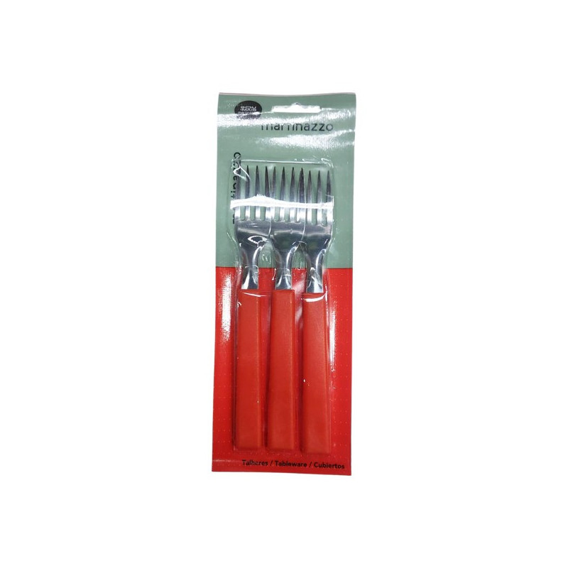 JOGO GARFO MESA 3PCS CB PLASTICO VERMELHO - OPA - CARTELA MARTINAZZO REF. 65310/8