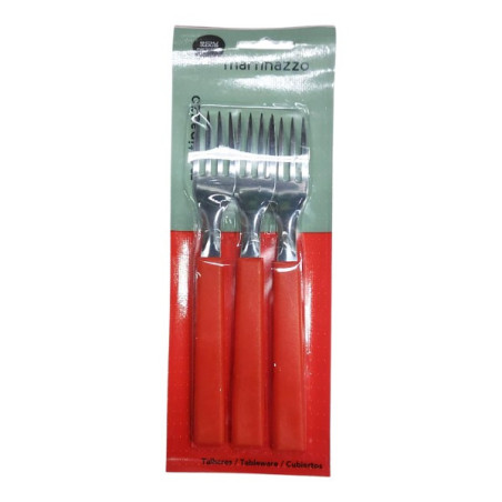 JOGO GARFO MESA 3PCS CB PLASTICO VERMELHO - OPA - CARTELA MARTINAZZO REF. 65310/8