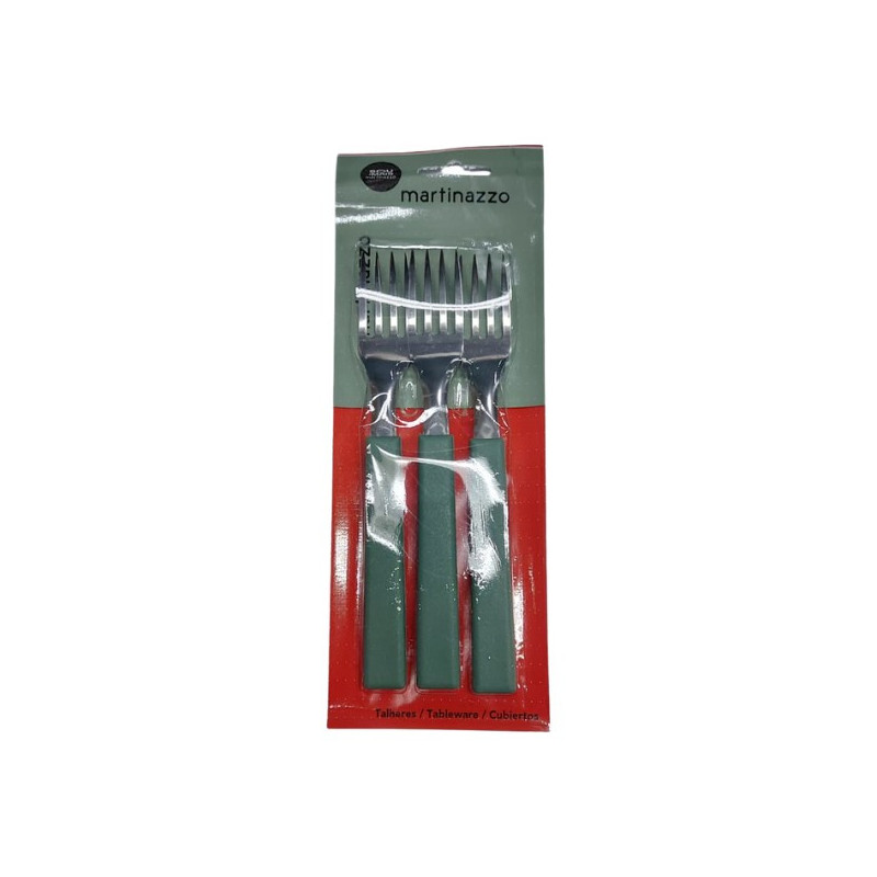 JOGO GARFO MESA 3PCS CB PLASTICO SALVIA - OPA - CARTELA MARTINAZZO REF. 65310/40