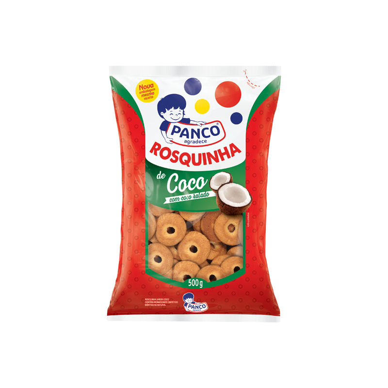 BISCOITO ROSQUINHA COCO PANCO PACOTE 500G