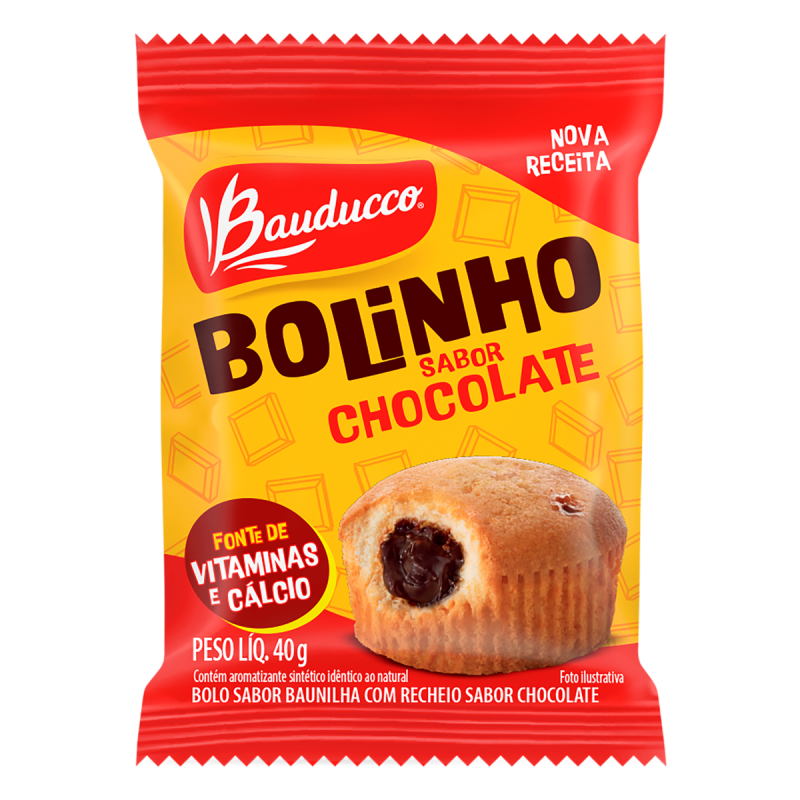BOLINHO BAUNILHA RECHEIO CHOCOLATE BAUDUCCO PACOTE 40G