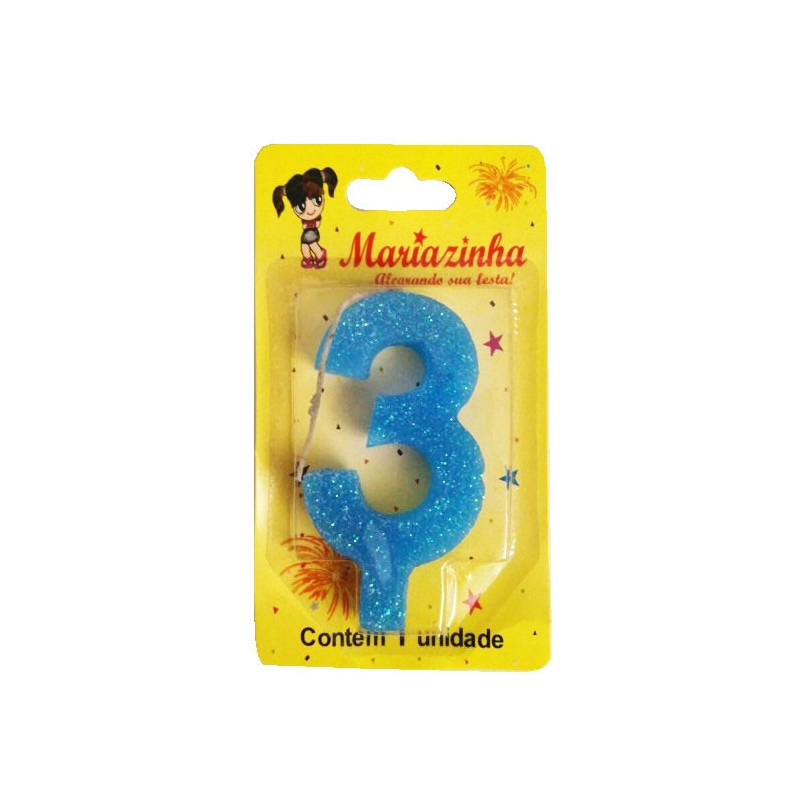 MARIAZINHA VELA SUPER BRILHO N3 AZUL 1UN