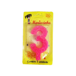 MARIAZINHA VELA SUPER BRILHO N3 ROSA 1UN