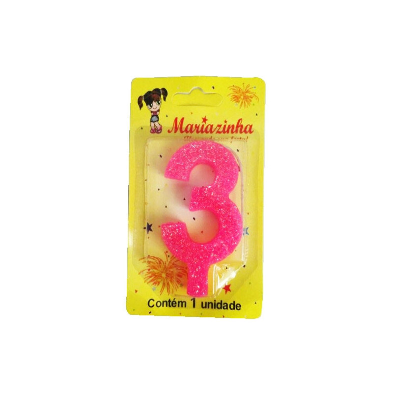 MARIAZINHA VELA SUPER BRILHO N3 ROSA 1UN