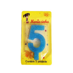 MARIAZINHA VELA SUPER BRILHO N5 AZUL 1UN