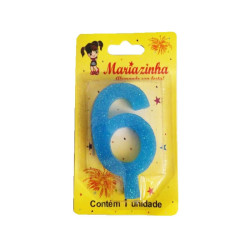 MARIAZINHA VELA SUPER BRILHO N6 AZUL 1UN