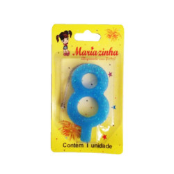MARIAZINHA VELA SUPER BRILHO N8 AZUL 1UN