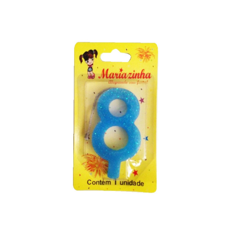 MARIAZINHA VELA SUPER BRILHO N8 AZUL 1UN