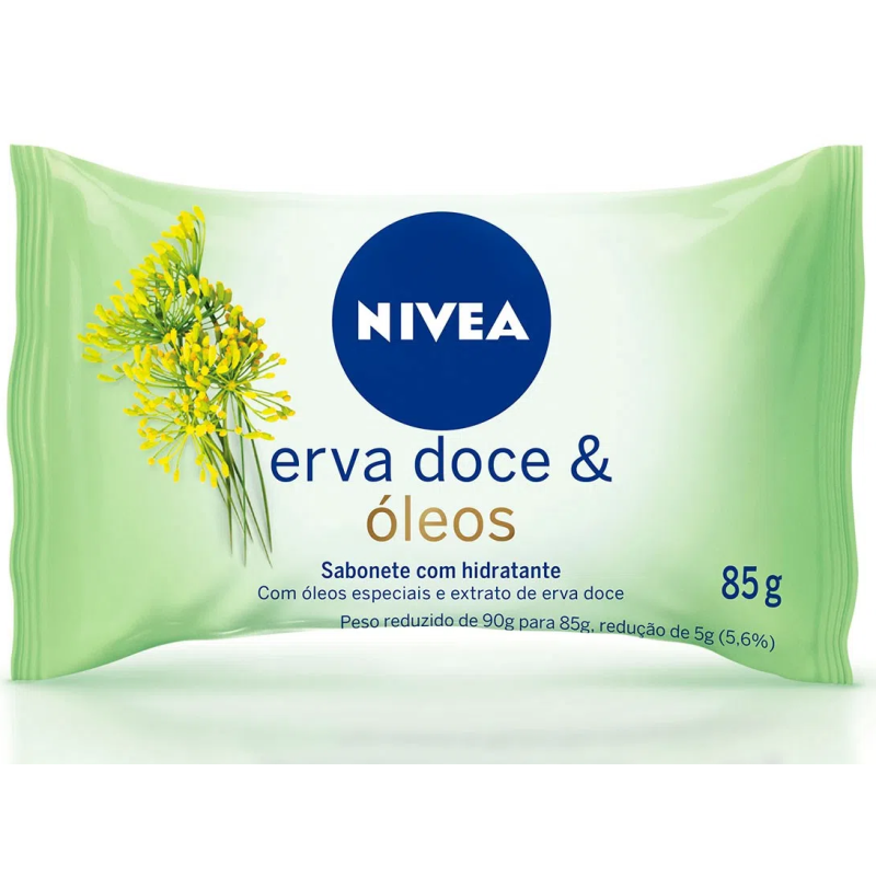 SABONETE BARRA HIDRATANTE ERVA-DOCE & ÓLEOS NIVEA FLOW PACK 85G