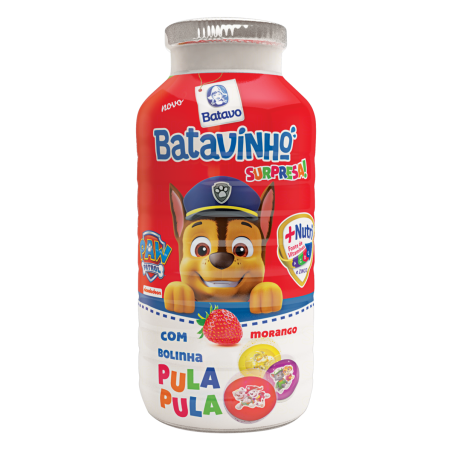 IOGURTE PARCIALMENTE DESNATADO MORANGO PAW PATROL BATAVO BATAVINHO SURPRESA FRASCO 110G