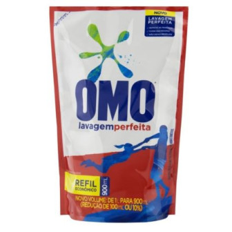 LAVA-ROUPAS LÍQUIDO OMO LAVAGEM PERFEITA SACHÊ 900ML REFIL