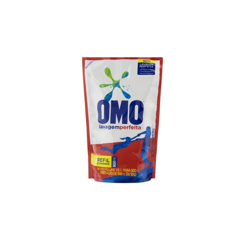LAVA-ROUPAS LÍQUIDO OMO LAVAGEM PERFEITA SACHÊ 900ML REFIL