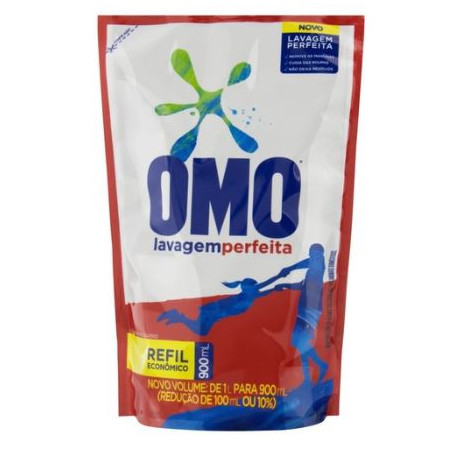 LAVA-ROUPAS LÍQUIDO OMO LAVAGEM PERFEITA SACHÊ 900ML REFIL
