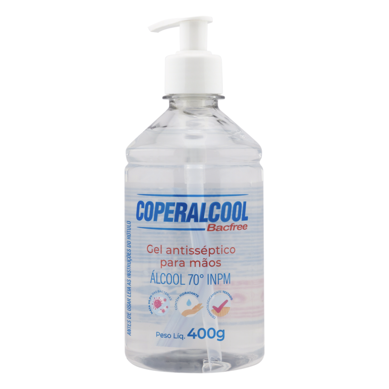 ÁLCOOL GEL 70º INPM COPERALCOOL BACFREE FRASCO 400G