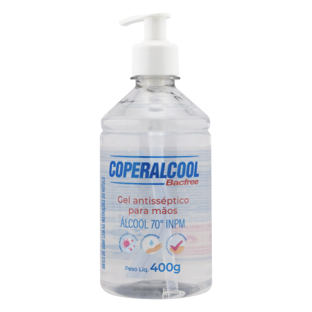 ÁLCOOL GEL 70º INPM COPERALCOOL BACFREE FRASCO 400G