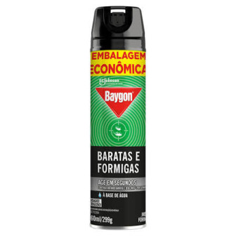 INSETICIDA AEROSSOL MATA BARATAS E FORMIGAS BASE ÁGUA BAYGON FRASCO 360ML SPRAY EMBALAGEM ECONÔMICA