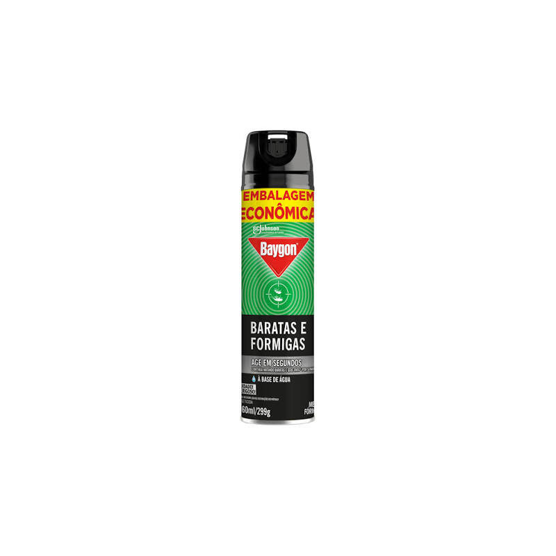 INSETICIDA AEROSSOL MATA BARATAS E FORMIGAS BASE ÁGUA BAYGON FRASCO 360ML SPRAY EMBALAGEM ECONÔMICA