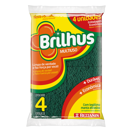 ESPONJA MULTIUSO BRILHUS LEVE 4 PAGUE 3 UNIDADES