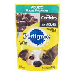 ALIMENTO PARA CÃES ADULTOS RAÇAS PEQUENAS CORDEIRO AO MOLHO PEDIGREE SACHÊ 100G