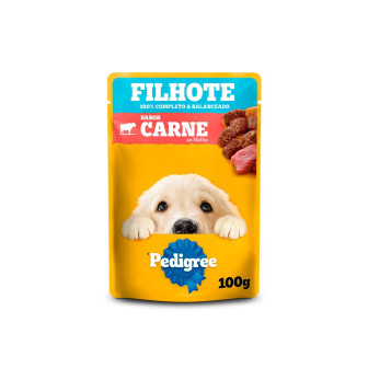 ALIMENTO PARA CÃES FILHOTES CARNE AO MOLHO PEDIGREE SACHÊ 100G