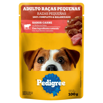 ALIMENTO PARA CÃES ADULTOS RAÇAS PEQUENAS CARNE AO MOLHO PEDIGREE SACHÊ 100G