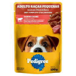 ALIMENTO PARA CÃES ADULTOS RAÇAS PEQUENAS CARNE AO MOLHO PEDIGREE SACHÊ 100G