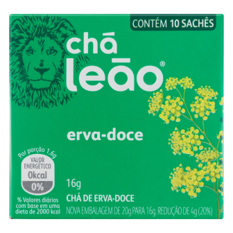 CHÁ ERVA-DOCE CHÁ LEÃO CAIXA 16G 10 UNIDADES
