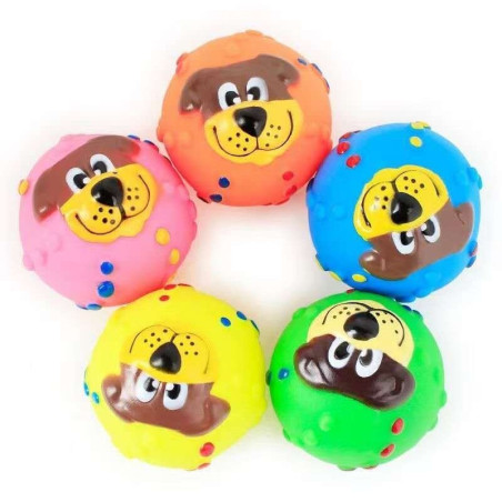 BRINQUEDO PETS BOLA ZN0070 BORRACHA COM CARA DE DOG