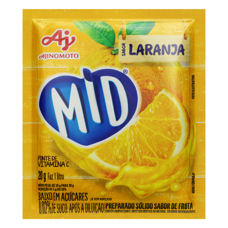 REFRESCO EM PÓ LARANJA MID PACOTE 20G