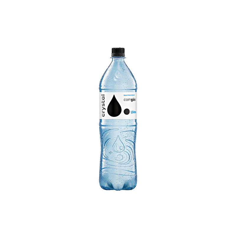 ÁGUA MINERAL NATURAL COM GÁS CRYSTAL GARRAFA 1,5L