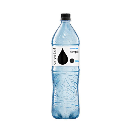 ÁGUA MINERAL NATURAL COM GÁS CRYSTAL GARRAFA 1,5L