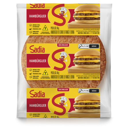 HAMBÚRGUER DE CARNE DE FRANGO E BOVINA SADIA PACOTE 56G