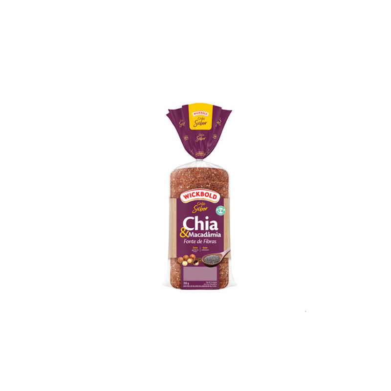 PÃO CHIA & MACADÂMIA VEGANO WICKBOLD GRÃO SABOR PACOTE 350G