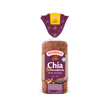 PÃO CHIA & MACADÂMIA VEGANO WICKBOLD GRÃO SABOR PACOTE 350G