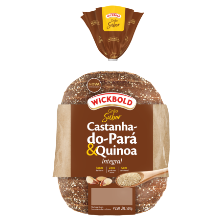 PÃO CASTANHA-DO-PARÁ & QUINOA VEGANO WICKBOLD GRÃO SABOR PACOTE 450G
