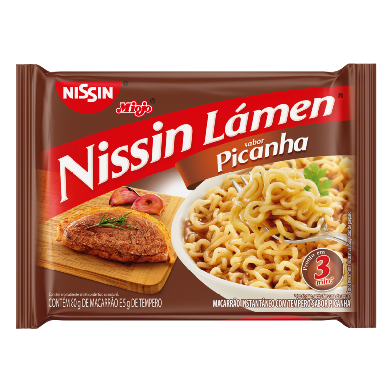 MACARRÃO INSTANTÂNEO LÁMEN PICANHA NISSIN MIOJO PACOTE 85G