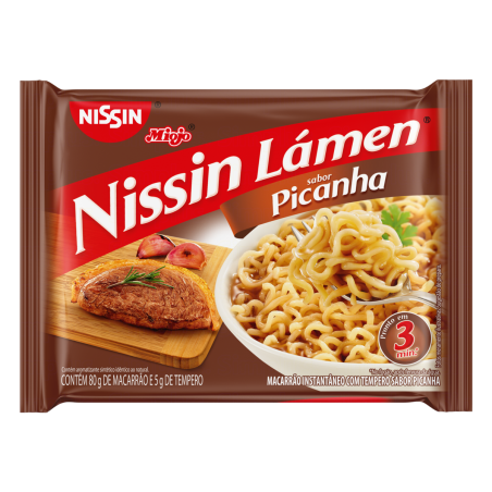 MACARRÃO INSTANTÂNEO LÁMEN PICANHA NISSIN MIOJO PACOTE 85G