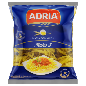 MACARRÃO DE SÊMOLA COM OVOS NINHO 3 ADRIA PACOTE 500G