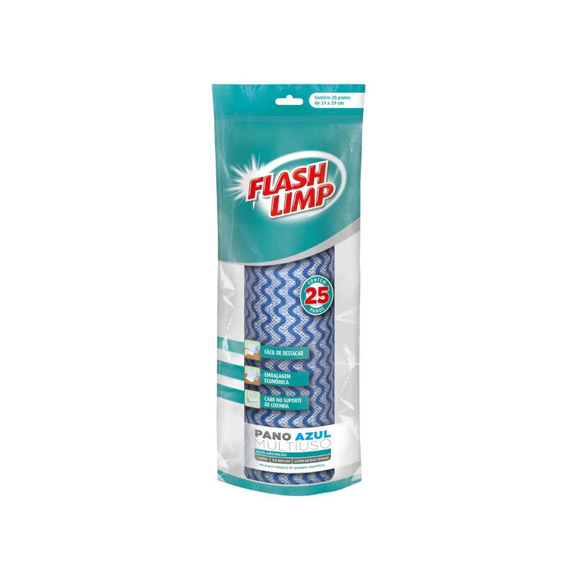 PANO FLASH LIMP MULTIUSO ROLO C/25 AZUL 21X29CM REF.FLP4571 UN