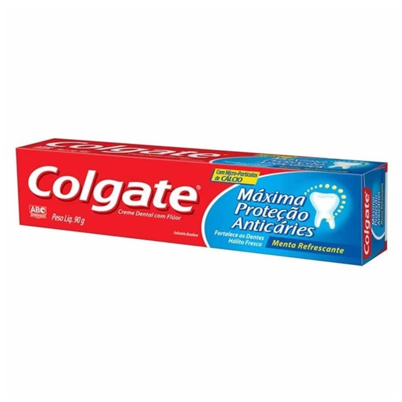 CREME DENTAL MENTA REFRESCANTE COLGATE MÁXIMA PROTEÇÃO ANTICÁRIES CAIXA 90G