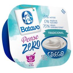 IOGURTE GREGO TRADICIONAL ZERO LACTOSE BATAVO PENSE ZERO POTE 100G