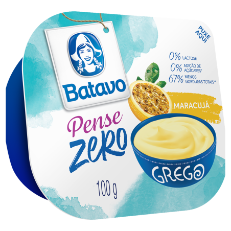 IOGURTE PARCIALMENTE DESNATADO GREGO MARACUJÁ ZERO LACTOSE BATAVO PENSE ZERO POTE 100G