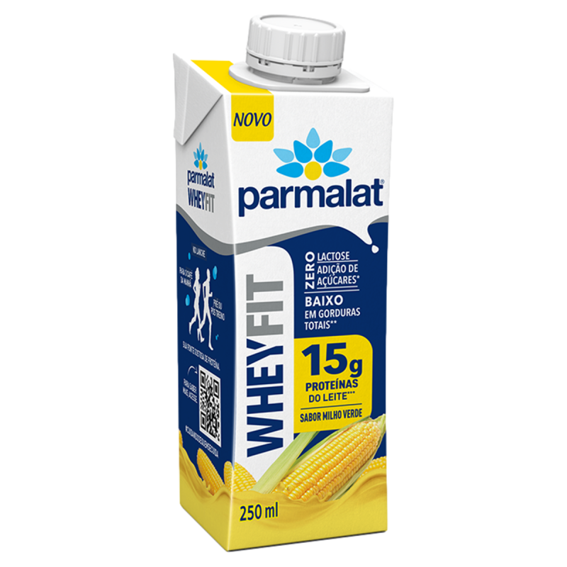 BEBIDA LÁCTEA UHT MILHO VERDE ZERO LACTOSE PARMALAT WHEYFIT CAIXA 250ML