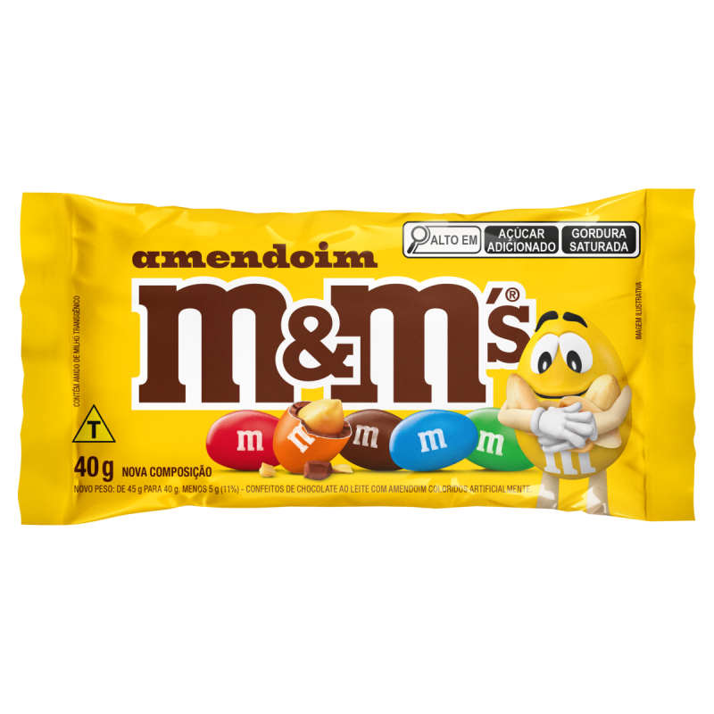 CONFEITO DE CHOCOLATE AO LEITE COM AMENDOIM M&M PC 40G