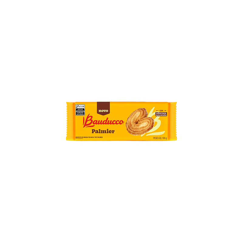 BISCOITO PALMIER FOLHADO COBERTURA AÇUCARADA BAUDUCCO PACOTE 100G